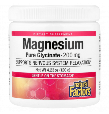 Магний глицинат, Magnesium Glycinate 200 мг, Natural Factors, 120 грамм