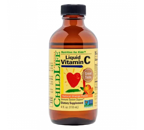 Витамин С со вкусом апельсина, Liquid Vitamin C Natural Orange, ChildLife, 118 мл