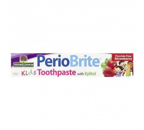 Детская зубная паста PerioBrite Kids без фтора со вкусом клубники, PerioBrite Kids Toothpaste, Nature's Answer, 113,4 г