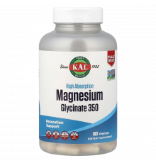 Магний глицинат 350, Magnesium Glycinate 350, KAL, 160 вегетарианских капсул