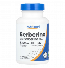 Берберин, Berberine HCl, Nutricost, 60 капсул