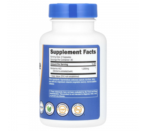 Берберин, Berberine HCl, Nutricost, 60 капсул