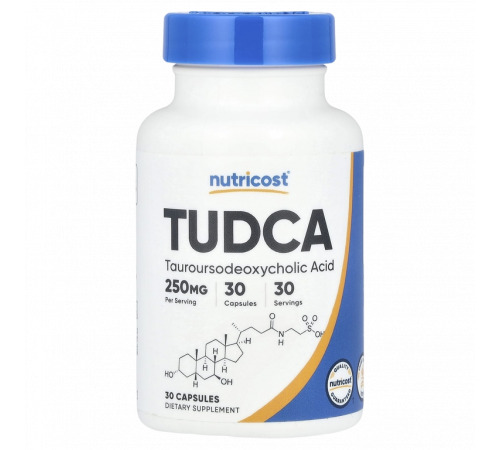 Тауроурсодезоксихолевая кислота, TUDCA, Nutricost, 30 капсул