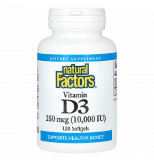 Витамин D3 10 000 МЕ, Vitamin D3 10,000 IU, Natural Factors, 240 мягких капсул