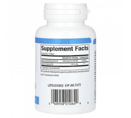 Витамин D3 10 000 МЕ, Vitamin D3 10,000 IU, Natural Factors, 240 мягких капсул