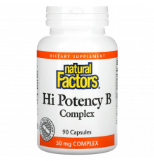 Комплекс витамина Б, Hi Potency B, Natural Factors, 90 капсул