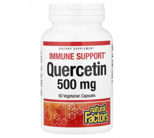 Кверцетин 500 мг, Quercetin 500 mg, Natural Factors, 60 вегетарианских капсул