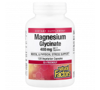 Магний глицинат, Magnesium Glycinate, Natural Factors, 120 вегетарианских капсул