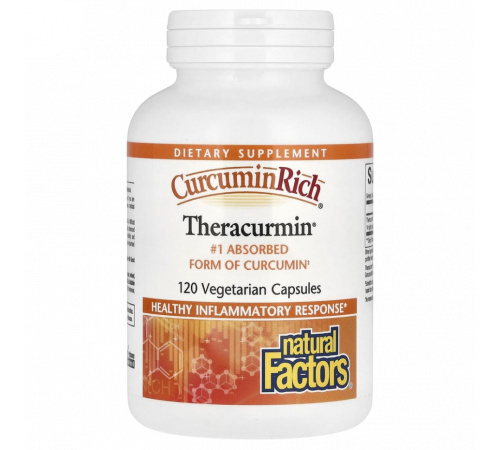 Куркумин, Theracurmin, Natural Factors, 120 вегетарианских капсул