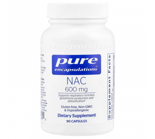 N-ацетилцистеин, NAC, Pure Encapsulations, 90 капсул
