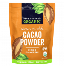 Органический порошок какао, Organic Cacao Powder, Viva Naturals, 454 г