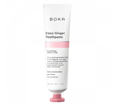 Зубная паста с нано-гидроксиапатитом со вкусом кокоса и имбиря, n-Ha Toothpaste, Boka, 114 г