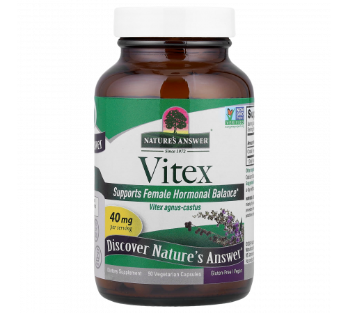 Витекс агнус кастус, Vitex Agnus-Cactus, Nature's Answer, 90 вегетарианских капсул