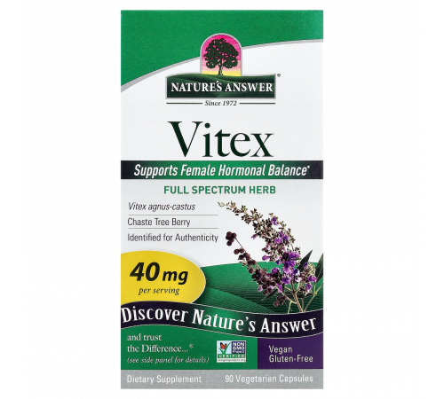 Витекс агнус кастус, Vitex Agnus-Cactus, Nature's Answer, 90 вегетарианских капсул