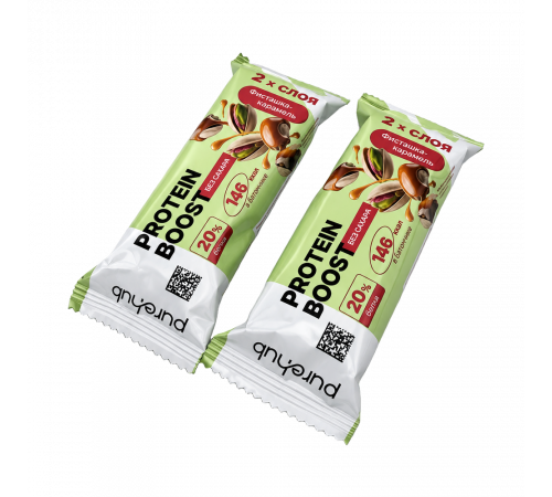 Протеиновые батончики Protein Boost, Фисташка, Арахис, Фундук, Purehub, 6 батончиков по 40 г
