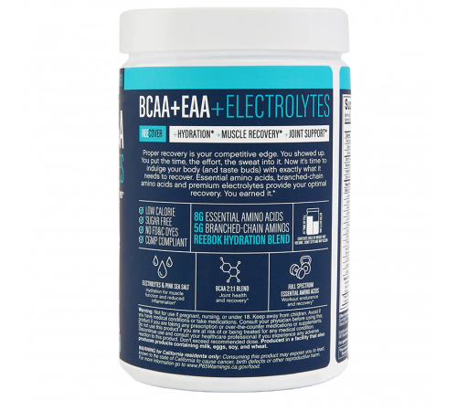 Комплекс аминокислот и электролитов со вкусом клубничного лимонада, BCAA+EAA+Electrolytes ReeCover Strawberry Lemonade, Reebok, 492 г