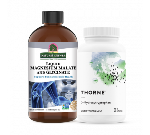 Комплект для улучшения сна: 5-HTP + Глицинат и малат магния, Thorne, Nature's Answer
