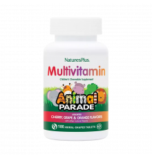 Мультивитамины для детей со вкусом вишни, винограда и апельсина, Multivitamin Children’s Chewables - Assorted, NaturesPlus, 180 таблеток в форме животных