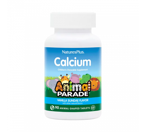 Кальций для детей со вкусом ванили, Calcium Children's Chewable Supplement, NaturesPlus, 90 таблеток в форме животных