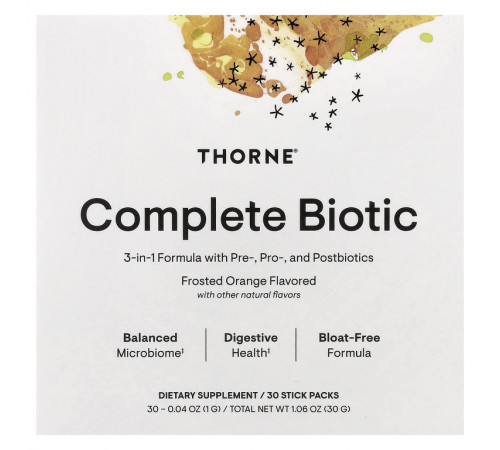 Complete Biotic, апельсин в глазури, Thorne, 30 пакетиков