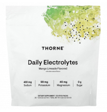 Ежедневные электролиты со вкусом манго и лаймада, Daily Electrolytes, Thorne, 30 пакетиков