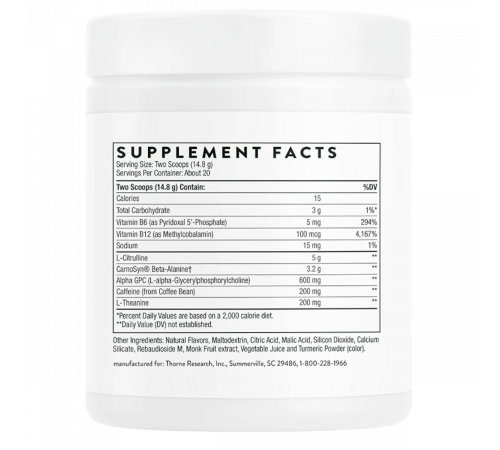 Предтренировочный комплекс, Advanced Pre-Workout Rainbow Sherbet, Thorne, 10.4 oz
