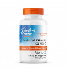 Натуральный витамин К2 с MenaQ7, Natural Vitamin K2 MK-7 with MenaQ7, Doctor's Best, 60 вегетарианских капсул