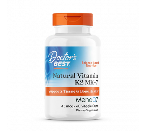 Натуральный витамин К2 с MenaQ7, Natural Vitamin K2 MK-7 with MenaQ7, Doctor's Best, 60 вегетарианских капсул
