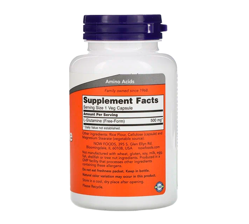 L-Глютамин, L-Glutamine, Now Foods, 120 капсул