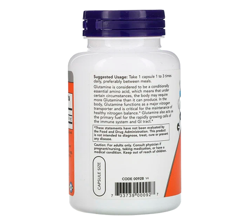 L-Глютамин, L-Glutamine, Now Foods, 120 капсул