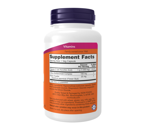 Витамин C с биофлавоноидами, Vitamin C, Now Foods, 100 вегетарианских капсул