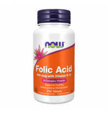 Фолиевая Кислота и Витамин B12, Folic Acid with B12, Now Foods, 250 таблеток