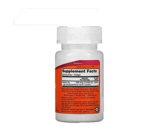 Витамин Д3, Vitamin D3, Now Foods, 120 капсул