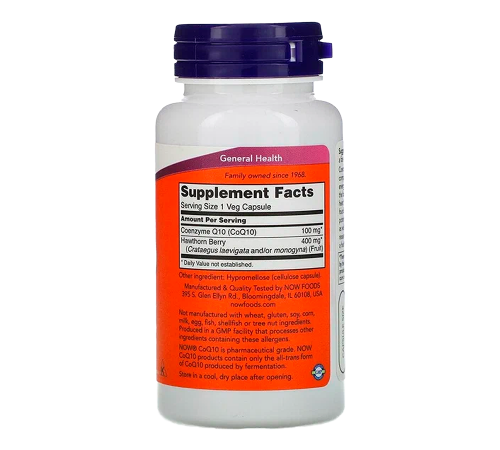 Коэнзим Q10 с ягодами боярышника, CoQ10, Now Foods, 90 капсул