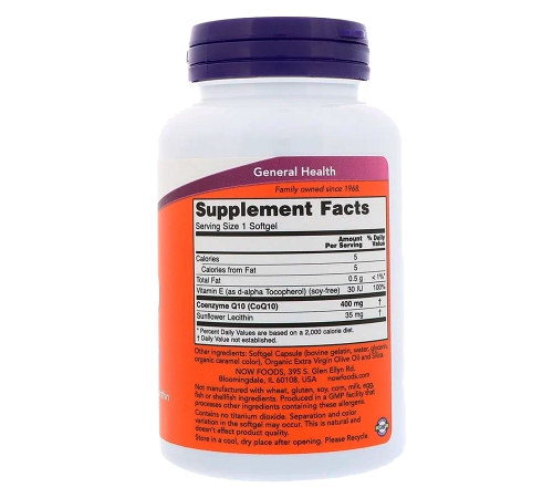 Коэнзим Q10, CoQ10, Now Foods, 60 капсул