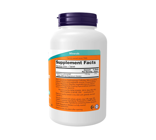 Малат магния, Magnesium Malate, Now Foods, 180 таблеток
