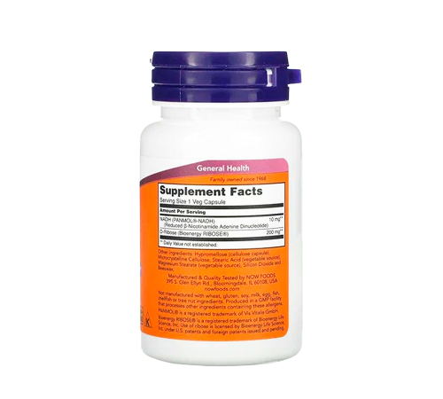НАДХ, NADH, Now Foods, 60 капсул