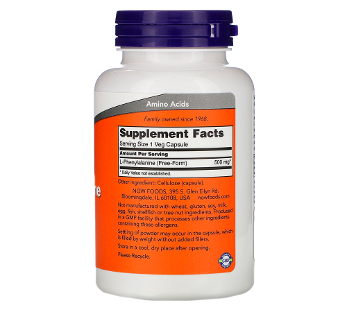 L-фенилаланин, L-Phenylalanine, Now Foods, 120 капсул