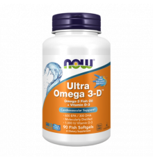 Ультра Омега с витамином Д3, Ultra Omega 3-D, Now Foods, 90 капсул