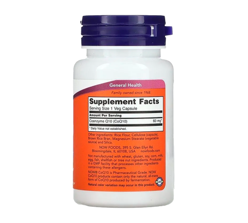Коэнзим Q10, CoQ10, Now Foods, 60 капсул