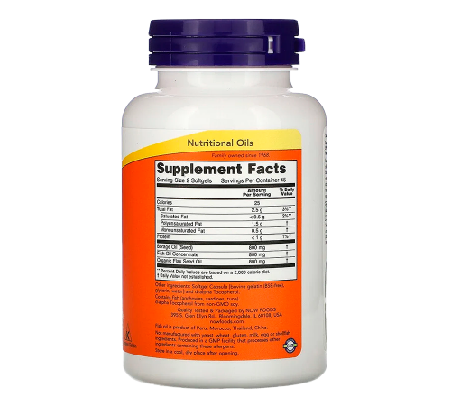Омега 3-6-9, Omega 3-6-9, Now Foods, 100 капсул