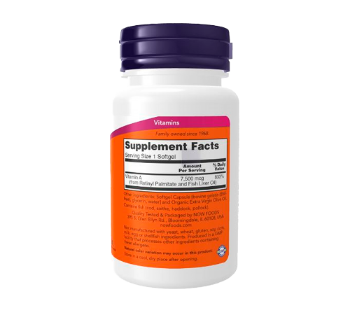 Витамин А, Vitamin A, Now Foods, 100 капсул
