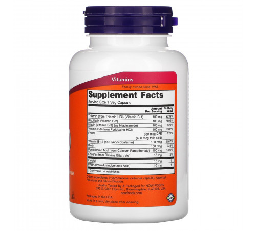 Комплекс витамина B, B-100, Now Foods, 100 капсул