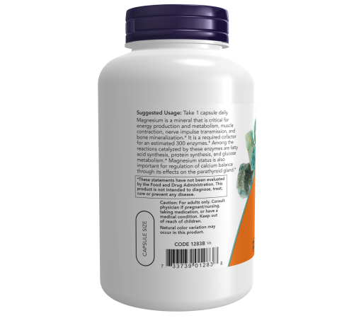 Магний, Magnesium caps, Now Foods, 180 капсул