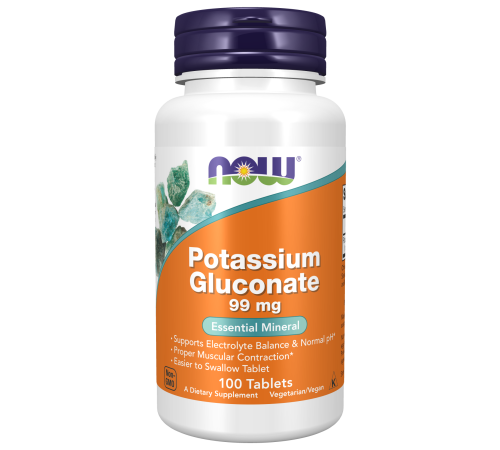 Глюконат калия, Potassium Gluconate, Now Foods, 100 таблеток