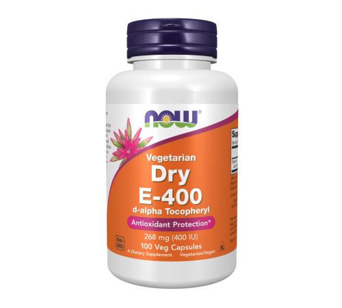 Витамин Е, Vegetarian Dry E, Now Foods, 100 вегетарианских капсул