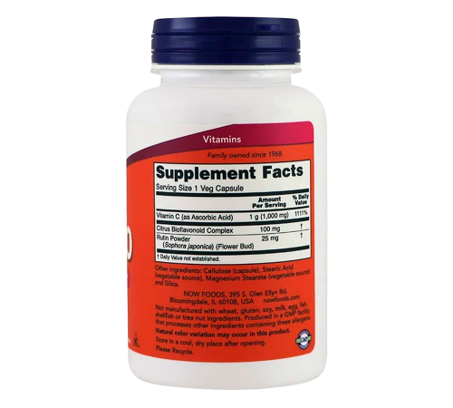 Витамин C, Vitamin C, Now Foods, 100 вегетарианских таблеток