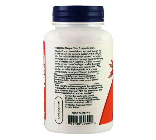Витамин C, Vitamin C, Now Foods, 100 вегетарианских таблеток
