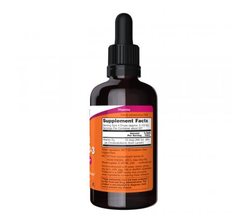 Жидкий витамин Д3, Liquid Vitamin D-3, Now Foods, 59 мл