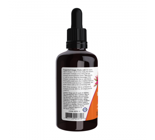Жидкий витамин Д3, Liquid Vitamin D-3, Now Foods, 59 мл